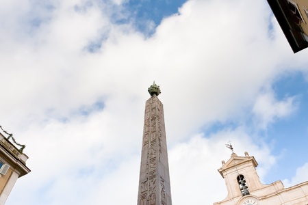 Obelisk of Montecitori on Piazza di Montecitorio, Rome, Italyの写真素材