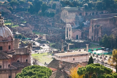 ruins on Capitoline Hill in Rome, Italyの写真素材