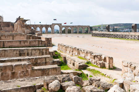 circus hippodrome in Greco-Roman city of Gerasa Jerash in Jordanの写真素材