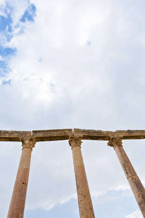 Corinthium column in antique town Jerash, Jordanの写真素材