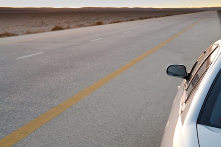 late yellow sunset in desert, Jordanの写真素材