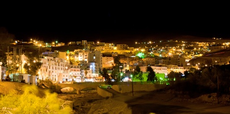 night view on town Wadi Musa, the closest town to the Petra, Jordan  のeditorial素材