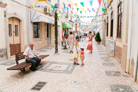 SILVES, PORTUGAL - JUNE 27: street in town Silves, Portugal on June 27, 2006. Silves is the former capital of the Algarve and has great historical importanceのeditorial素材