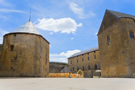 courtyard in medieval castle Sedan in Franceのeditorial素材