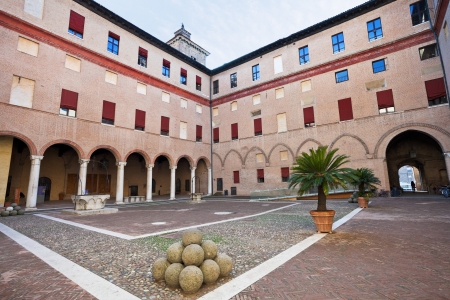 inner courtyard of The Castle Estense in Ferrara, Italyのeditorial素材