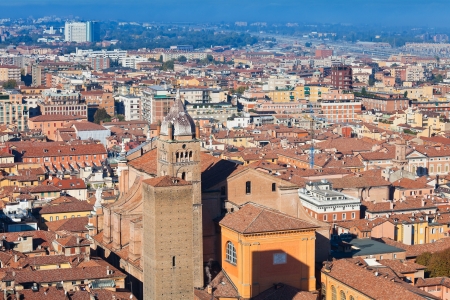 panoramic view from Asinelli Tower, Bologna, Italyの写真素材