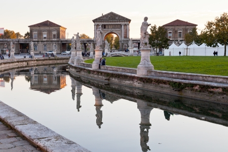 canal on piazza of Prato della Valle, Padua, Italyのeditorial素材