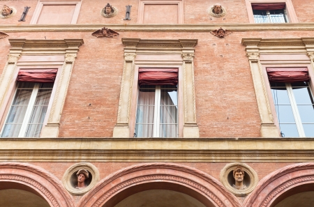 facade of medieval houses in Bologna Italyのeditorial素材