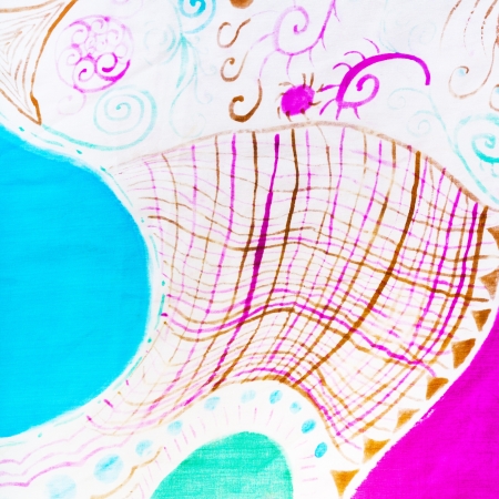 abstract painting on silk hand made batikの写真素材