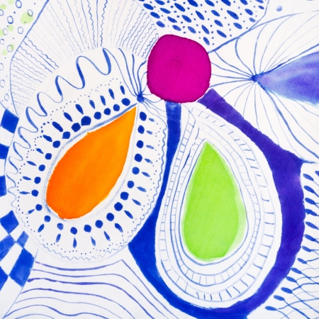 abstract floral ornament on silk hand made batikの写真素材