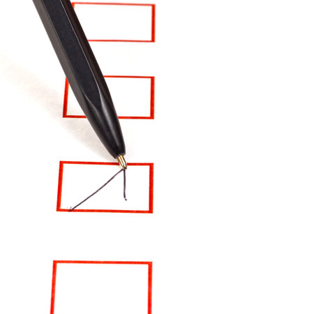 tick in red square box by simple black ballpen