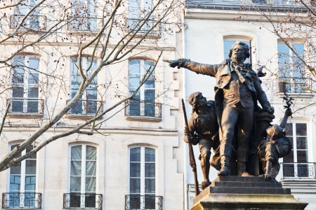 Statue of Danton in Paris on the Carrefour de l'Odeonのeditorial素材