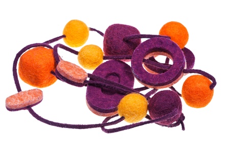 felt women's necklace isolated on white backgroundの写真素材