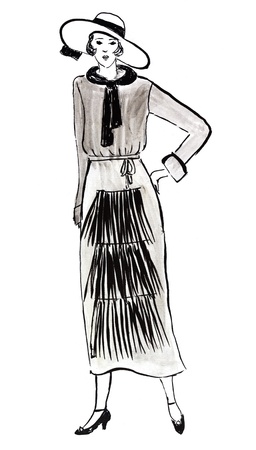 fashion of 20th Century - ladies suit with hat for walking 20th yearsの写真素材