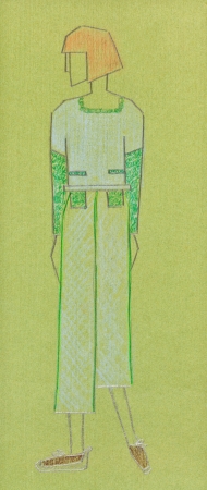 sketch of fashion model - sketch of knitted women wear sweater and short pantsの写真素材