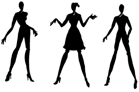 sketch of fashion model - silhouettes of moving peopleの写真素材