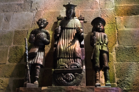 TREGUIER, FRANCE - JULY 2: Saint Tudwal sculpture in Treguier Cathedral in France on July 2, 2010. Saint Tudwal is considered one of the seven founder saints of Brittany.のeditorial素材