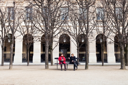 PARIS, FRANCE - MARCH 5: Palais Royal from Palais Royal garden in Paris on March 5, 2013. Originally called Palais-Cardinal, the palace was residence of Cardinal Richelieu and was built in 1639.のeditorial素材