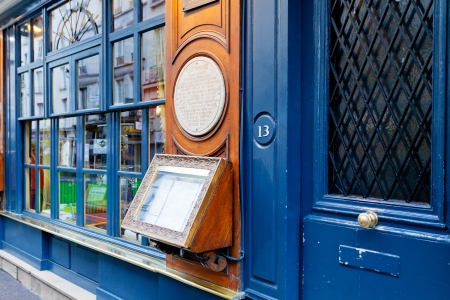 PARIS, FRANCE - MARCH 8: historical Cafe Procope. It is the oldest restaurant of Paris in continuous operation - it was opened in 1686 by Sicilian Francesco Procopio. In Paris on March 8, 2013のeditorial素材