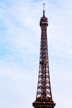 Eiffel tower with blue sky and white clouds in Parisの写真素材