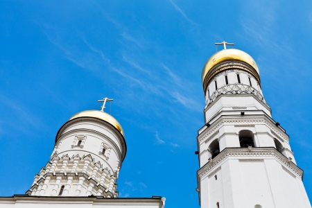 Ivan the Great Bell Tower and Assumption belfry in Moscow Kremlin in summer dayの写真素材