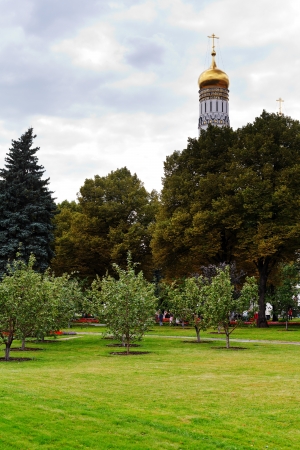 view of ivan the great bell tower from Taynitsky Garden in Moscow Kremlinの写真素材