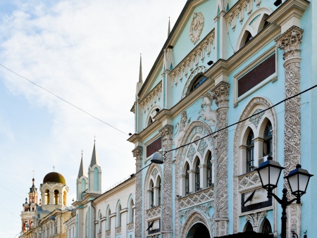 facade of old building of The Moscow Print Yard on Nikolskaya street. In 1564, Ivan Fedorov and Petr Mstislavets published here the first printed book in Russia.のeditorial素材