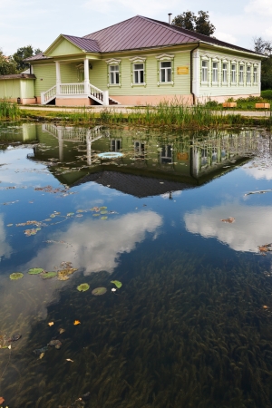 DMITROV, RUSSIA - AUGUST 14: old russian wooden house in Dmitrov Kremlin in Russia on August 14, 2013, The house was built in the late XIX century and now it is museum drawing room.のeditorial素材
