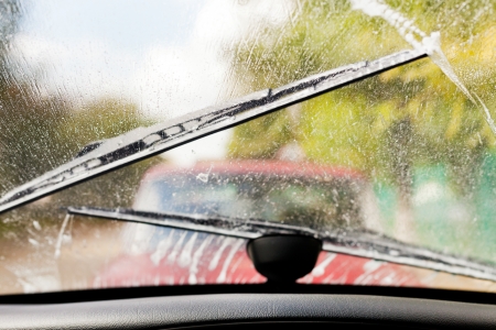 Car wipers clean windshield when driving in bad weather