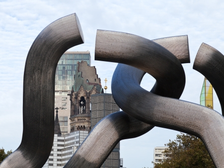 BERLIN, GERMANY - OCTOBER 19  sculpture Berlin and Kaiser Wilhelm memorial church in Berlin on October 19, 2013  Monument was installed in 1987 by Brigitte Matschinsky-Denninghoff, Martin Matschinskyのeditorial素材