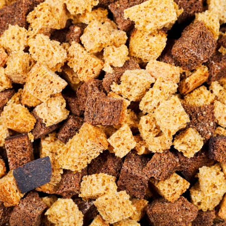 background from dried rye bread pieces close upの写真素材