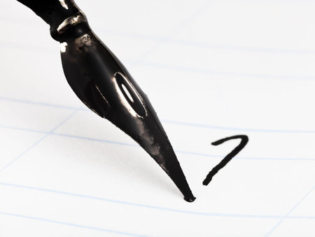 dot the I by tip of nib of drawing pen by black ink