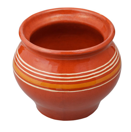 open porcelain pot isolated on white backgroundの写真素材