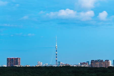 dark blue dusk sky over urban district in summer eveningの写真素材