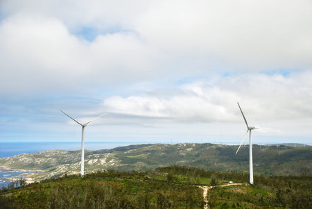 wind turbines on Cape Vilan, Costa da Morte, Galicia, Spain