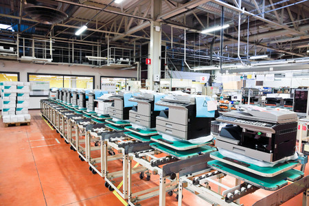 assembly line of office devices on factoryのeditorial素材