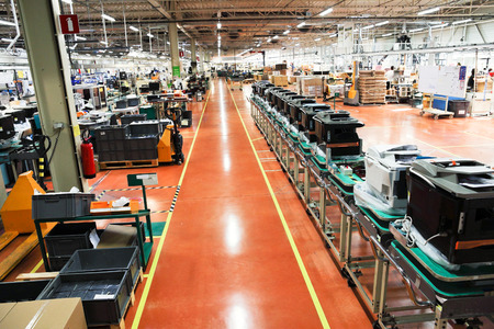 production conveyor of office devices on factoryのeditorial素材
