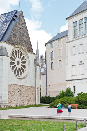ANGERS, FRANCE - JULY 28, 2014: tourists near Fine Art museum in Angers, France. Angers is city in western France and it is the historical capital of the province of Anjouのeditorial素材