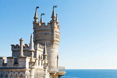 Swallow's Nest palace on South Coast of Crimea and blue skyのeditorial素材