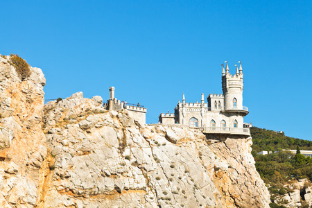 side view of Aurora mount with Swallow's Nest castle on Southern Coast of Crimeaのeditorial素材