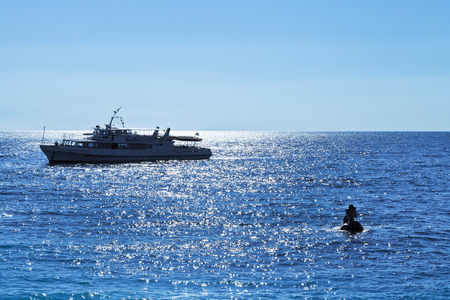 Black sea near Mishor resort area in Crimea in eveningのeditorial素材