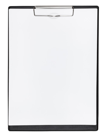 clipboard with blank sheet of paper isolated on white backgroundの写真素材