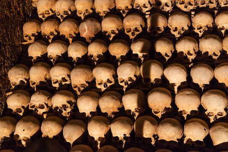 BRNO, CZECH - SEPTEMBER 25, 2015: human remains in Ossuary of St James Church on Jakubske square in Brno. it was a big collection of bones estimated to have belonged to in excess of 50000 peopleのeditorial素材