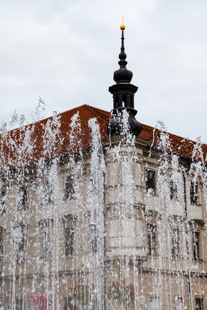 travel to Brno city - water fountain on Freedom square (namesti Svobody) in Brno city, Czechの写真素材