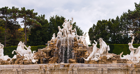 travel to Vienna city - Neptune Fountain in Schonbrunn Palace garden, Vienna, Austriaのeditorial素材