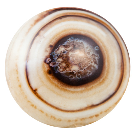 tumbled banded agate natural mineral gem stone isolated on white backgroundの写真素材