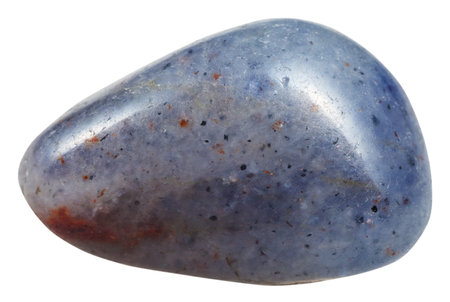 macro shooting of natural mineral stone - polished Cordierite (iolite) gemstone isolated on white...