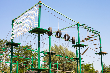 outdoor obstacle course in sunny summer dayの写真素材