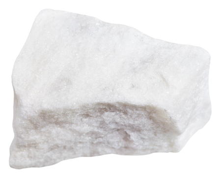 macro shooting of metamorphic rock specimens - white marble stone isolated on white backgroundの写真素材