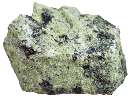macro shooting of metamorphic rock specimens - Serpentinite mineral isolated on white background